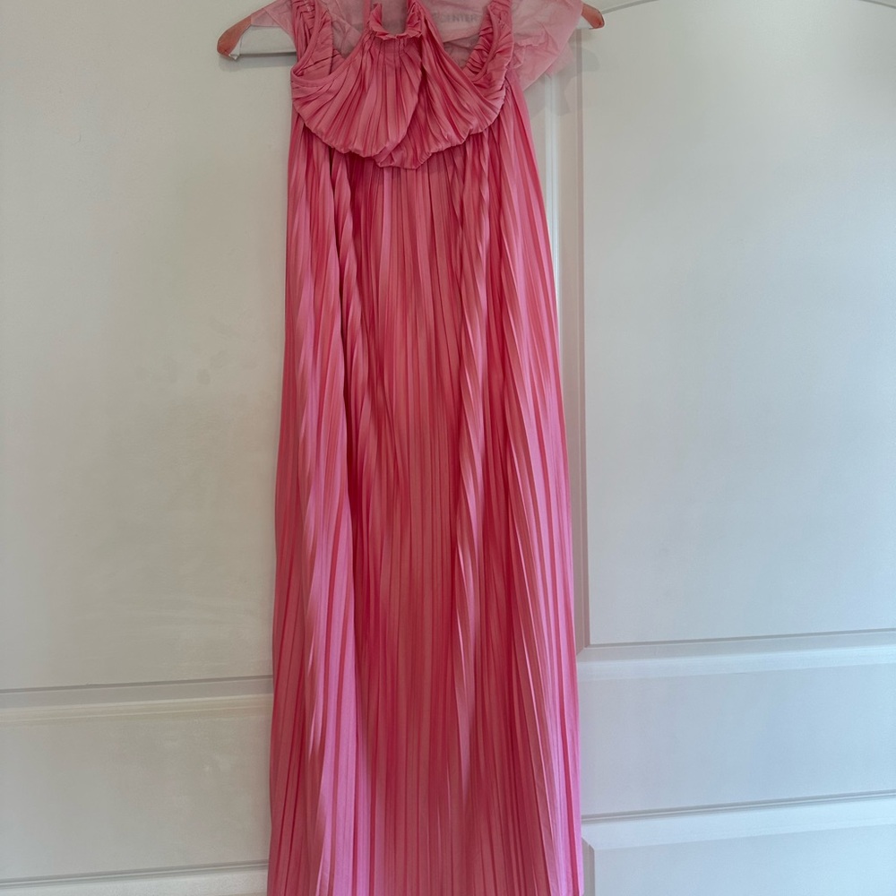 Sleeveless Pink Halter Wedding Guest Dress - Picture 4 of 6